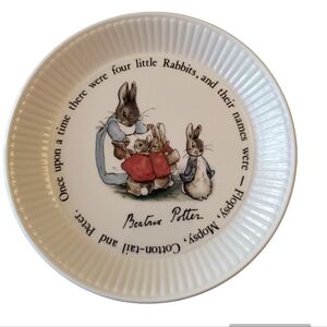 Beatrix Potter WEDGWOOD PETER RABBIT  6” Ribbed Plate Frederick Warne Vtg